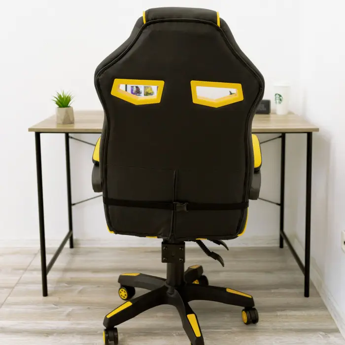 Геймерское игровое кресло компьютерное 4Points NT спортивное для пк с подушками раскладное желтое