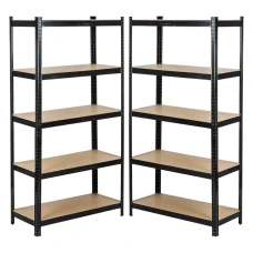 Комплект стелажів 2шт 180х90х30см чорний 5 полиць МДФ загальне навантаження до 875 кг для складу гараж