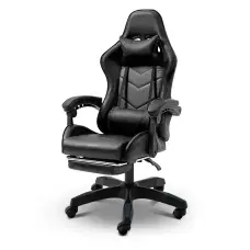 Геймерское компьютерное кресло 4Points DL с подставкой для ног офисное игровое раскладное для ПК дома Черный