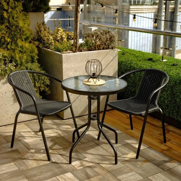 Комплект садових меблів 4Points Bari-2 круглий стіл 60см, Чорний