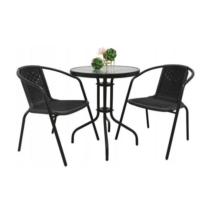 Комплект садових меблів 4Points Bari-2 круглий стіл 60см, Чорний