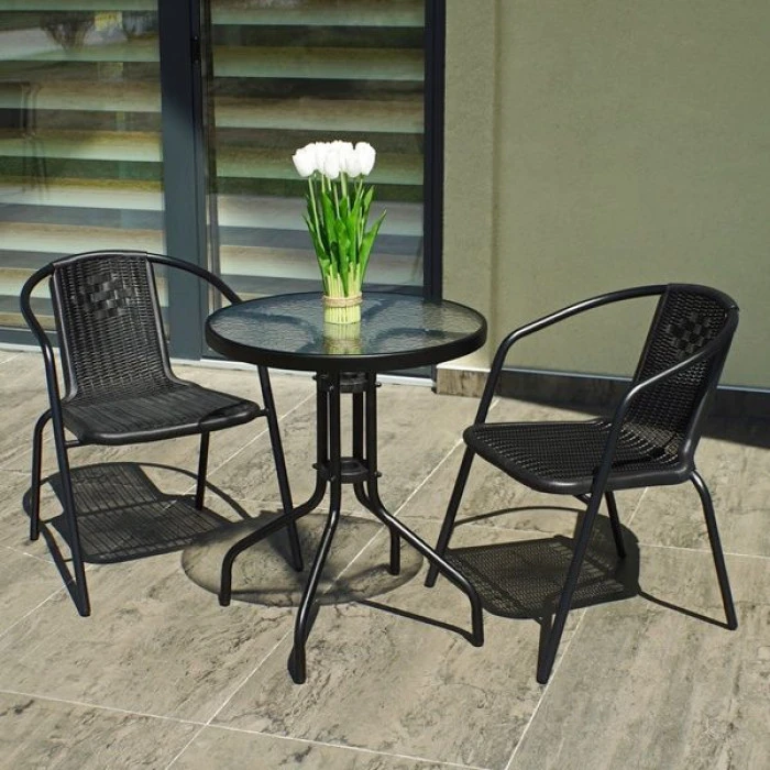 Комплект садових меблів 4Points Bari-2 круглий стіл 60см, Чорний