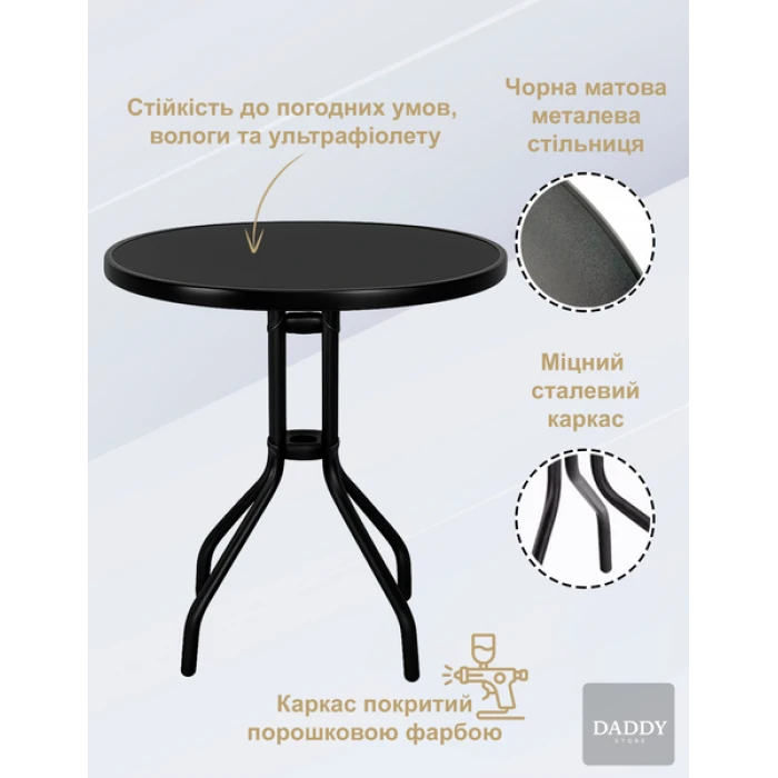 Комплект садових меблів 4Points Como-2 з круглим столом чорний