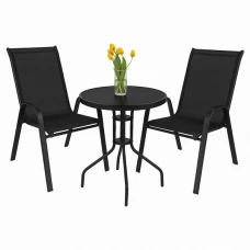 Комплект садових меблів 4Points Como-2 з круглим столом чорний