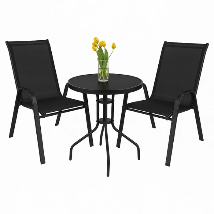 Комплект садових меблів 4Points Como-2 з круглим столом чорний