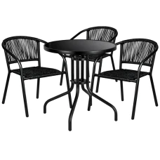 Комплект садовой мебели 4Points Spello-3 круглый стол ?60см с черной столешницей, Черный