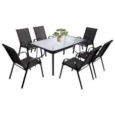 Комплект садових меблів 4Points Udine - 6 з прямокутним столом 120х70х70см, Чорний