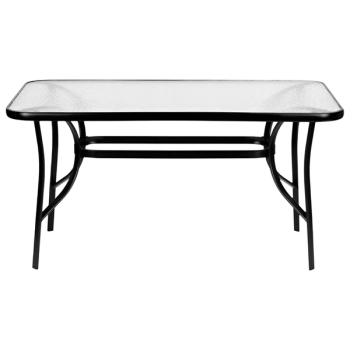 Стол садовый 4Points Siena прямоугольный 140х80х70 см, прозрачное закаленное стекло/черный каркас