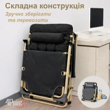 Шезлонг 4Points Cloud з подушкою-підголівником та матрасом Чорний