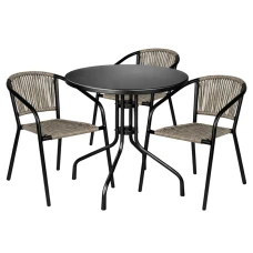 Комплект садових меблів 4Points Orio-3 круглий стіл ?60см сталевий, Сірий