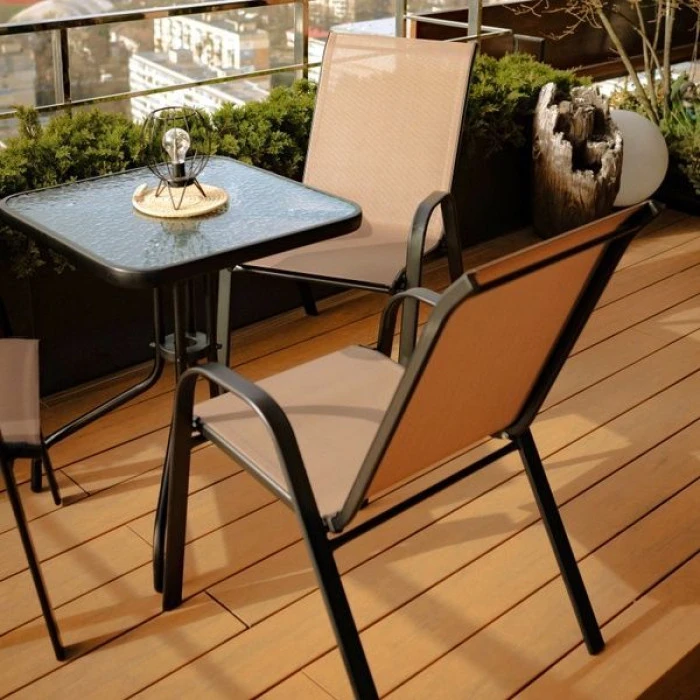 Комплект садових меблів 4Points Grado-3 з квадратним столом 60х60х70см, Коричневий