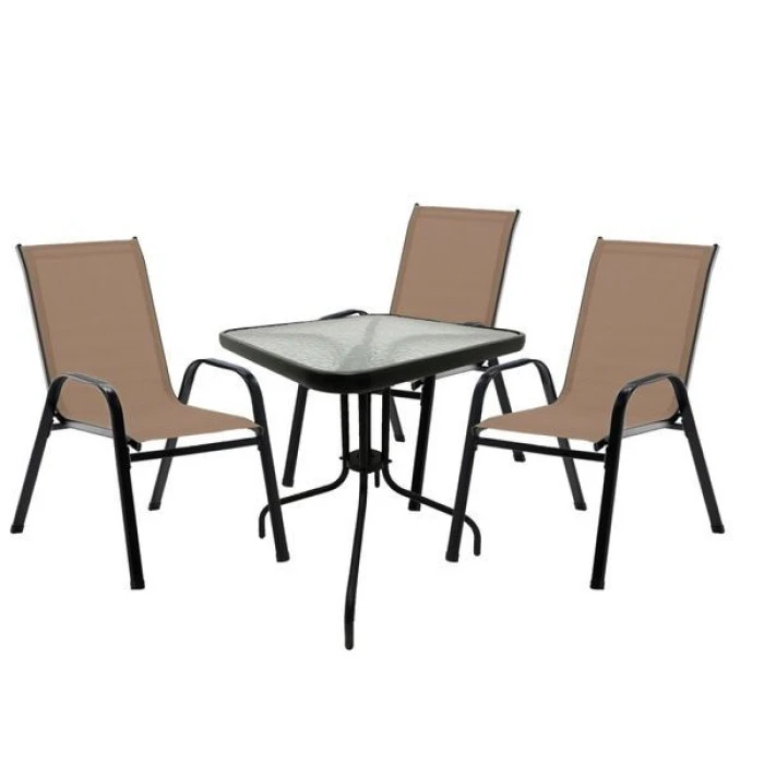 Комплект садових меблів 4Points Grado-3 з квадратним столом 60х60х70см, Коричневий