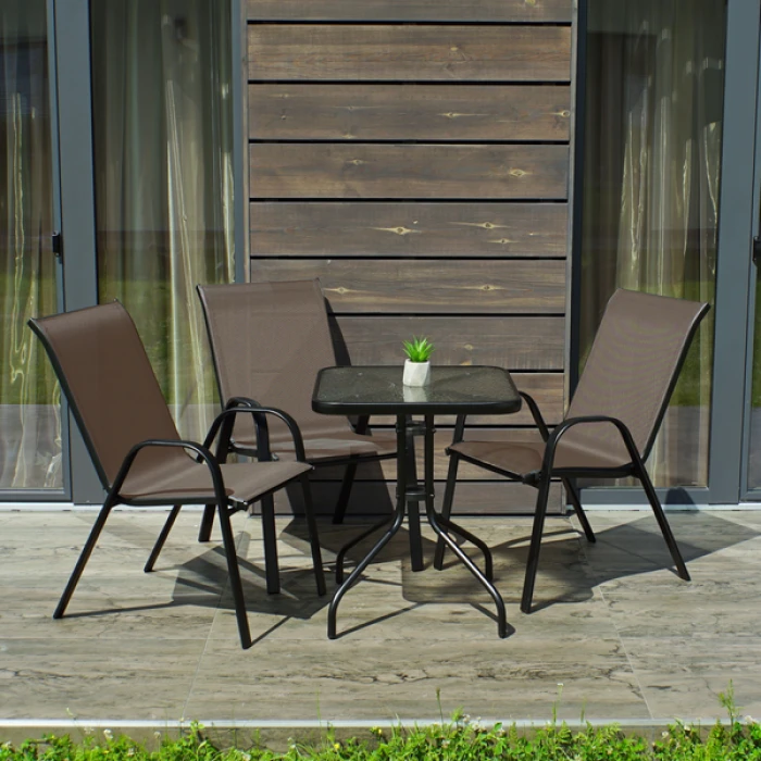 Комплект садових меблів 4Points Grado-3 з квадратним столом 60х60х70см, Коричневий