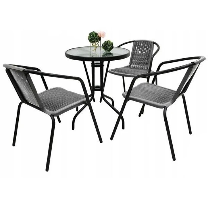 Комплект садових меблів 4Points Bari-3 круглий стіл 60см, Сірий