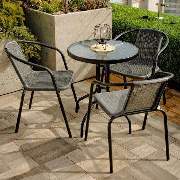 Комплект садових меблів 4Points Bari-3 круглий стіл 60см, Сірий