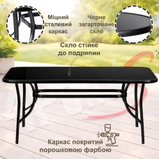 Комплект садовой мебели 4Points Urbino-4 с прямоугольным столом 120х70х70см с черной столешницей, Черный