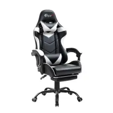 Геймерское компьютерное игровое кресло с подушками 4P® TEMPO с металлической основой подставкой раскладное Белый