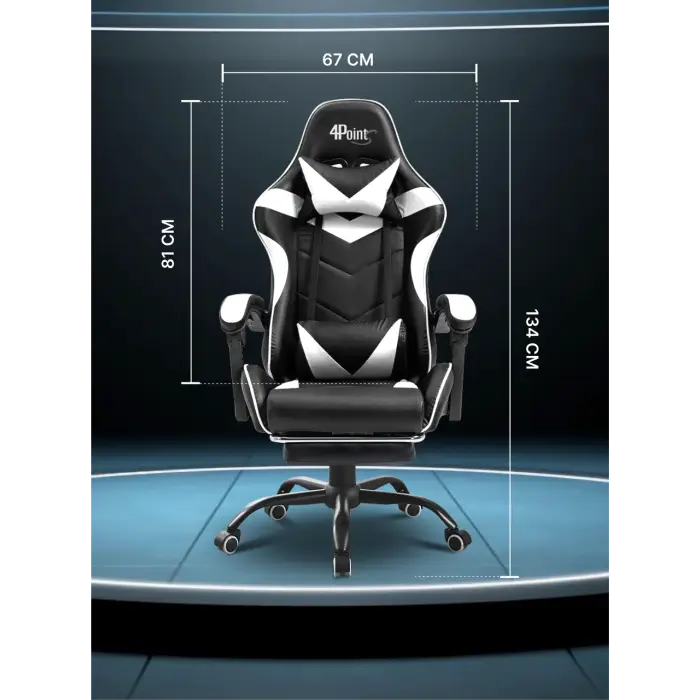 Геймерское компьютерное игровое кресло с подушками 4P® TEMPO с металлической основой подставкой раскладное Белый