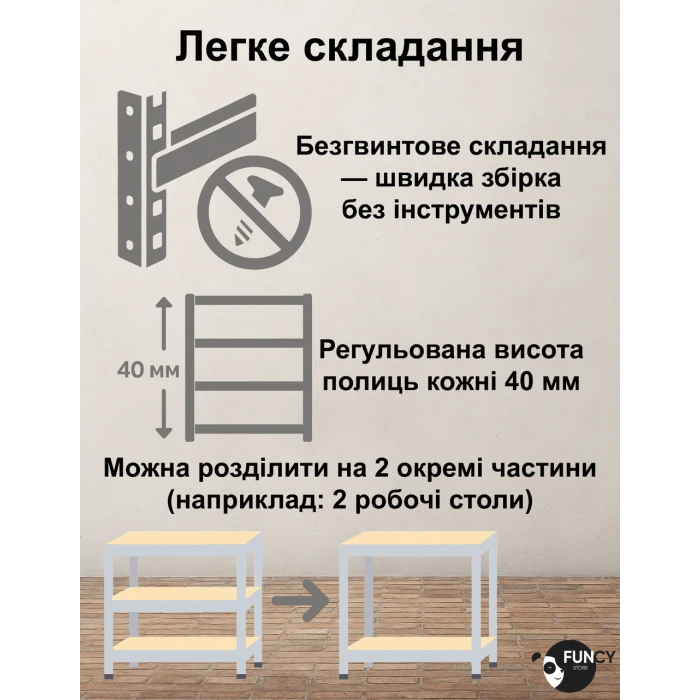 Стелаж 4Р StrongShelf 180х90х30см оцинкований 5 полиць МДФ загальне навантаження до 875 кг для складу гараж