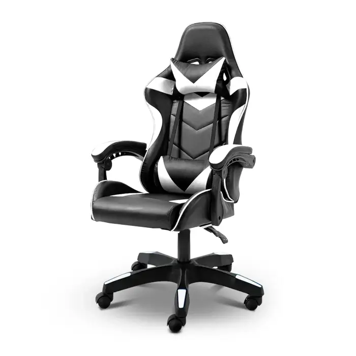 Геймерское компьютерное кресло 4Points DL с подушками офисное игровое раскладное для ПК дома Белый