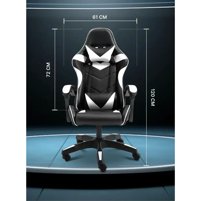 Геймерское компьютерное кресло 4Points DL с подушками офисное игровое раскладное для ПК дома Белый
