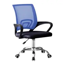 Крісло комп'ютерне на колесах 4Points Aero стілець офісний з сітки тканини хромована основа для роботи офісу дому Синій