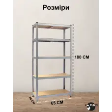 Комплект стеллажей 2шт 180х65х40см оцинкованный 5 полок МДФ общая нагрузка до 875 кг для склада кладовой гараж