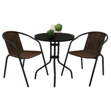 Комплект садовой мебели 4 Points Torino-2 круглый стол 60см стальной, Коричневый