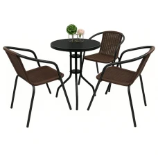 Комплект садових меблів 4 Points Torino-3 круглий стіл 60см сталевий, Коричневий