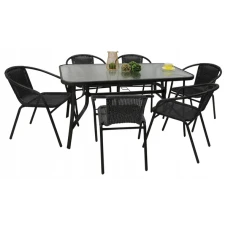 Комплект садовой мебели 4Points Gradara-6 с прямоугольным столом 120х70х70см, Черный