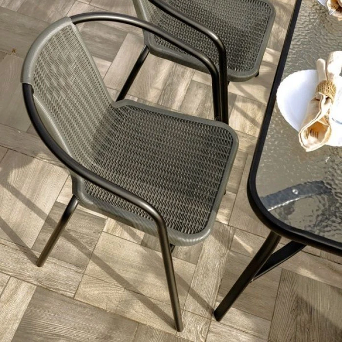 Комплект садових меблів 4Points Siena-4 з прямокутним столом 120x70x70 см, Сірий