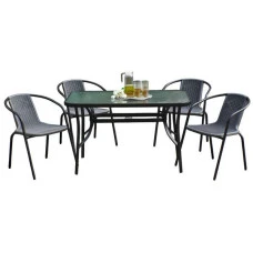 Комплект садових меблів 4Points Siena-4 з прямокутним столом 120x70x70 см, Сірий