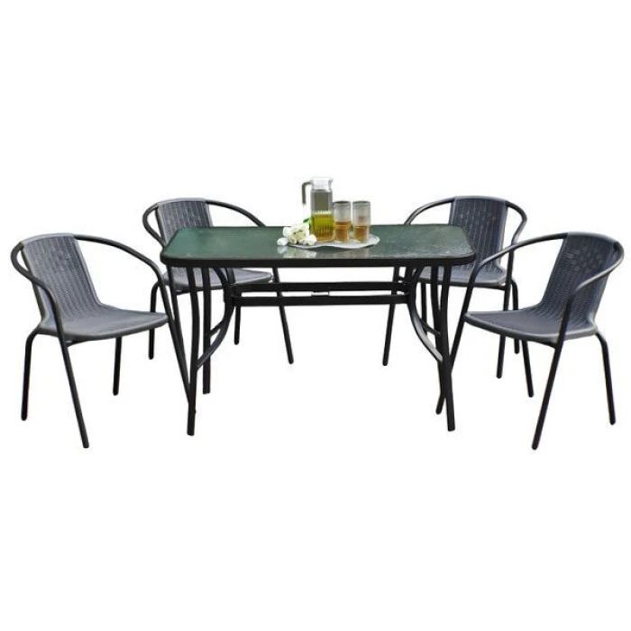 Комплект садових меблів 4Points Siena-4 з прямокутним столом 120x70x70 см, Сірий