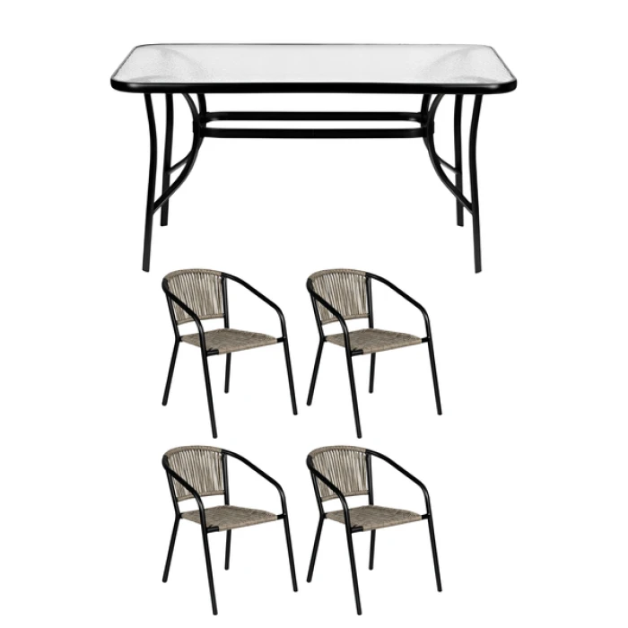 Комплект садових меблів 4Points Imperia-4 з прямокутним столом 120х70х70см, Сірий