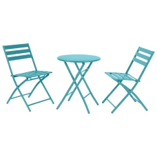 Комплект мебели 4Points Set City-2 столик + 2 стулья из стали, Светло-голубой