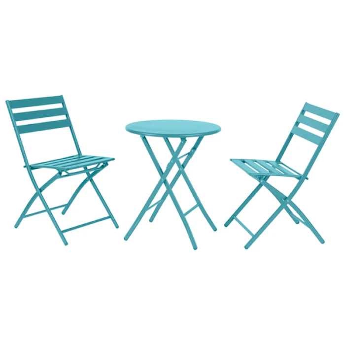 Комплект мебели 4Points Set City-2 столик + 2 стулья из стали, Светло-голубой