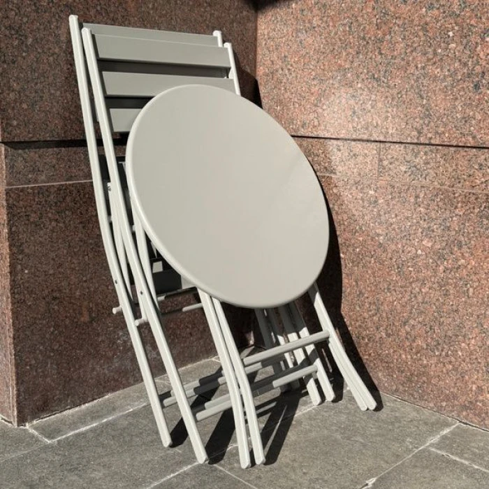 Комплект меблів 4Points Set City-2 столик + 2 стільці зі сталі, Світло-сірий