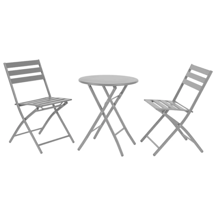 Комплект меблів 4Points Set City-2 столик + 2 стільці зі сталі, Світло-сірий