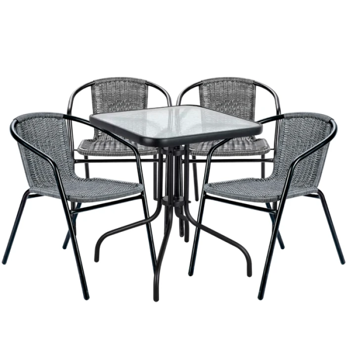 Комплект садових меблів 4Points Lodi-4 з квадратним столом 60х60х70см, Сірий