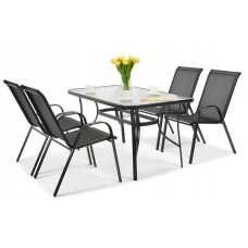 Комплект садових меблів 4Points Udine-4 з прямокутним столом 120х70х70см, Чорний