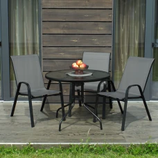 Комплект садових меблів 4Points ARTE-3 круглий стіл 80см, Сірий