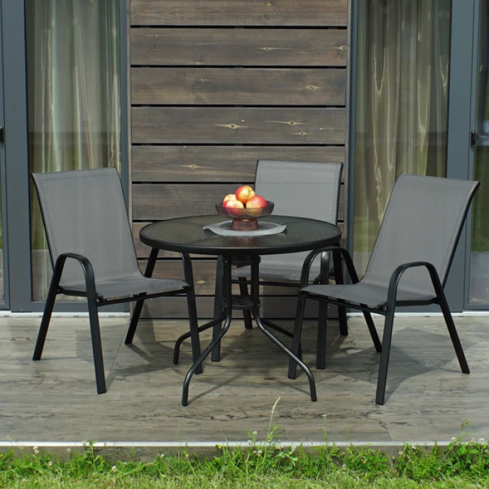 Комплект садових меблів 4Points ARTE-3 круглий стіл 80см, Сірий