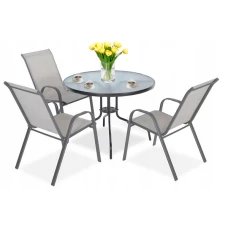 Комплект садових меблів 4Points ARTE-3 круглий стіл 80см, Сірий