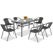 Комплект садовой мебели 4Points Ravello-6 с прямоугольным столом 140x80x70 см, Черный