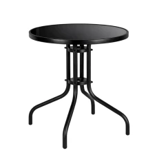 Стол садовый 4Points Arte круглый 60см, черное закаленное стекло/черный каркас