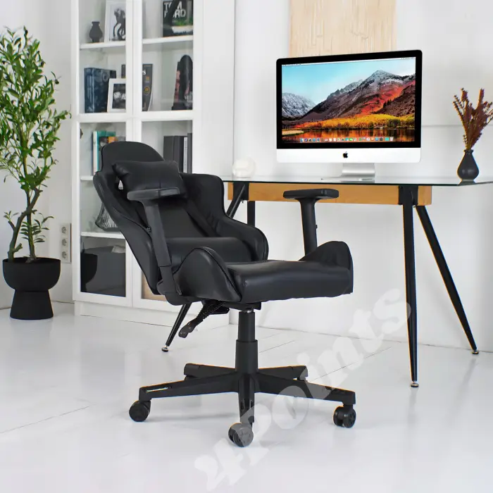 Геймерское игровое компьютерное кресло 4Points XT спортивное для пк с подушками раскладное черное