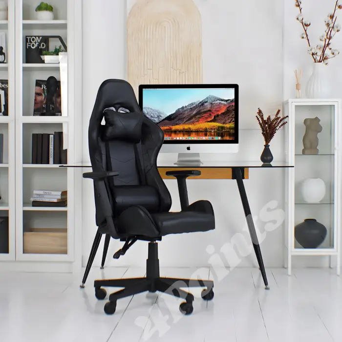 Геймерское игровое компьютерное кресло 4Points XT спортивное для пк с подушками раскладное черное