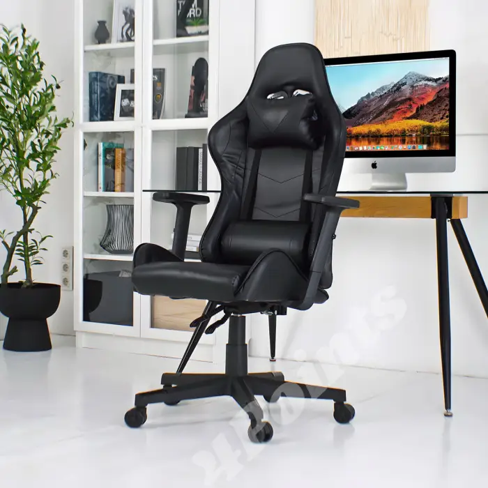 Геймерское игровое компьютерное кресло 4Points XT спортивное для пк с подушками раскладное черное