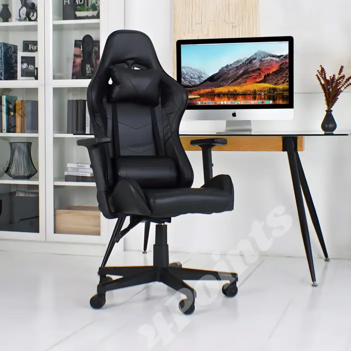 Геймерское игровое компьютерное кресло 4Points XT спортивное для пк с подушками раскладное черное