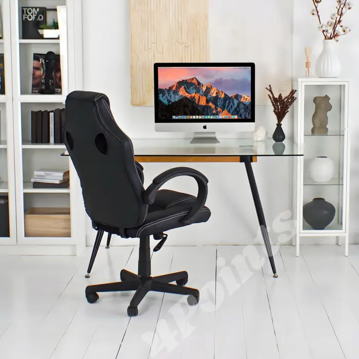 Геймерське ігрове комп'ютерне крісло 4Points FT з тканинною оббивкою для пк розкладне чорне